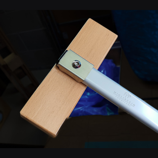 Spazzola in Ottone 20x6cm per pulizia Platea Forno - Manico in Alluminio - immagine 2